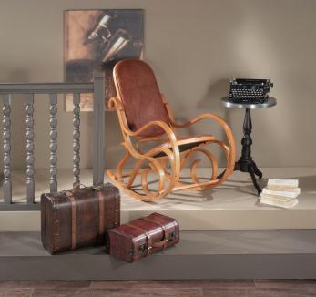Fauteuil à bascule ROCKING pour enfant : Bois, cannage naturel / miel