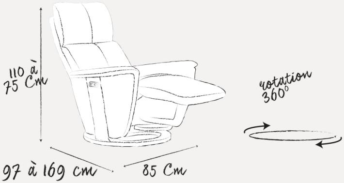 Fauteuil relax pivotant haut de gamme design 2 moteurs en cuir TÉNOR boiserie confort soutenu ~ Dimensions Fauteuil relax pivotant haut de gamme design 2 moteurs en cuir TÉNOR boiserie confort soutenu ~ Dimensions