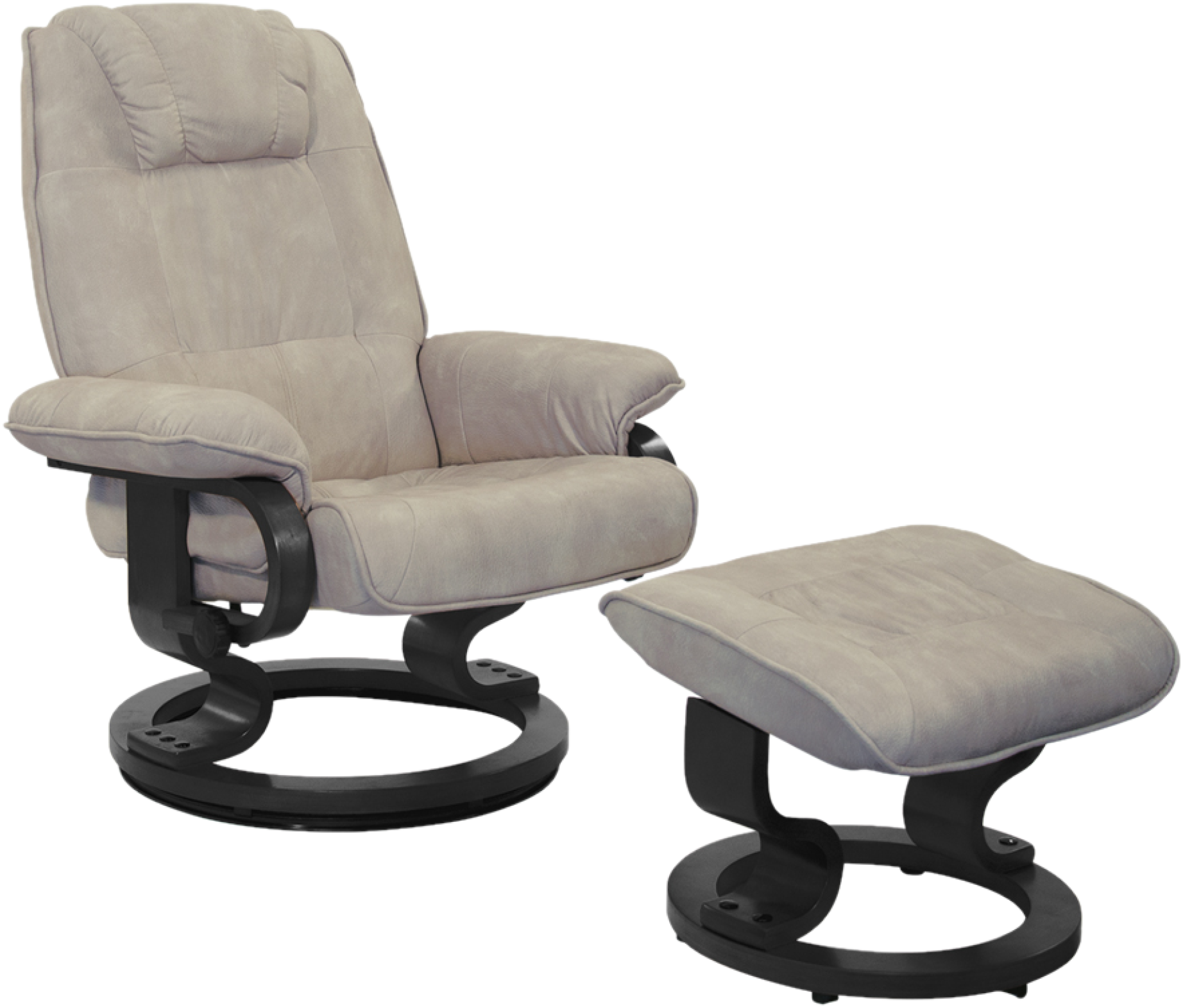 IDIMEX Fauteuil De Relaxation Charly Avec Repose-Pieds Pouf, Siège Pivotant Et Dossier Inclinable, Assise Rembourrée Confortable Et Relax, Revêtement En Tissu Beige