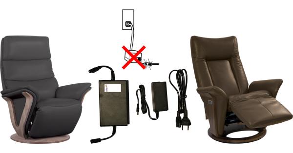 Fauteuil relax électrique en cuir noir contemporain KENNETH